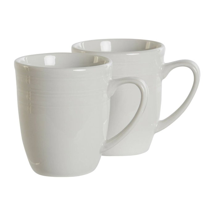 DKD Home Decor Juego de 4 Tazas de Porcelana Blanca 330ml