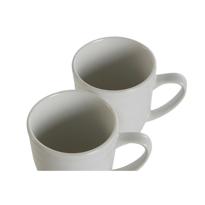 DKD Home Decor Juego de 4 Tazas de Porcelana Blanca 330ml