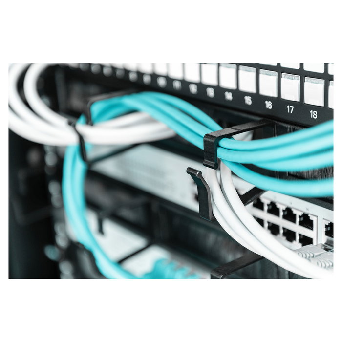 Digitus Panel de gestión de cables 1U con 4 guías y entradas con cepillo Negro Digitus Panel de gestión de cables 1U con 4 guías y entradas con cepillo Negro