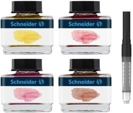Tinta Estilografica Schneider Frasco 15 Pastel Set Regalo Modelo 2 (4 × Tinta Pastel De 15 Ml + 1 × Convertidor)