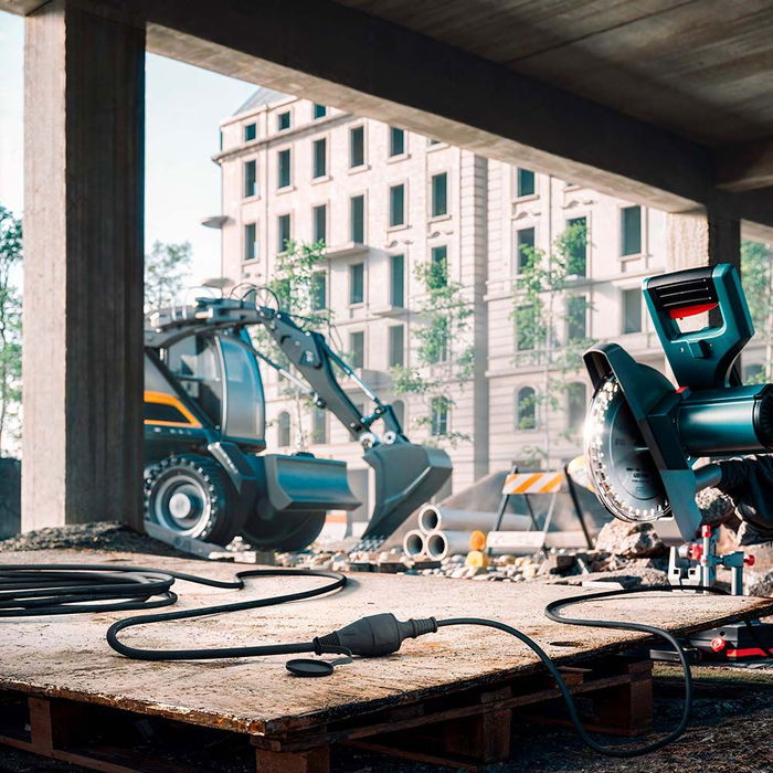 Simon - Prolongador Profesional 10 m, IP44, H07RN-F 3 G 2,5 mm², 1 Toma con Tapa, 16A 250V, Negro