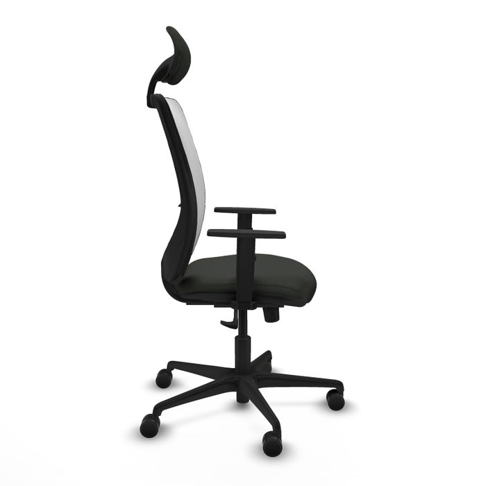 PIQUERAS Y CRESPO Silla de oficina Zulema con mecanismo Sincro, tela negra y malla blanca