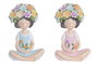DKD Home Decor Figura de Resina Niña con Flores Multicolor