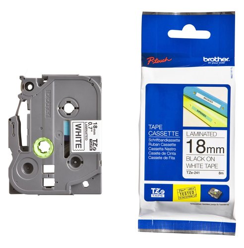 Brother TZe-241 Cinta Laminada 18mm x 8m Blanco/Negro Brother TZe-241 Cinta Laminada 18mm x 8m Blanco/Negro