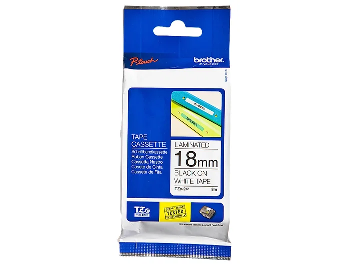 Brother TZe-241 Cinta Laminada 18mm x 8m Blanco/Negro Brother TZe-241 Cinta Laminada 18mm x 8m Blanco/Negro