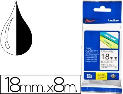 Brother TZe-241 Cinta Laminada 18mm x 8m Blanco/Negro Brother TZe-241 Cinta Laminada 18mm x 8m Blanco/Negro