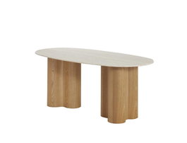 DKD Home Decor Mesa de Comedor MDF Granito Marrón Claro 180x90x75