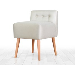 Atelier Del Sofa 9103 Puf Bohemio Crema 100% Algodón, Patas Madera, Diseño Escandinavo y Hotelero