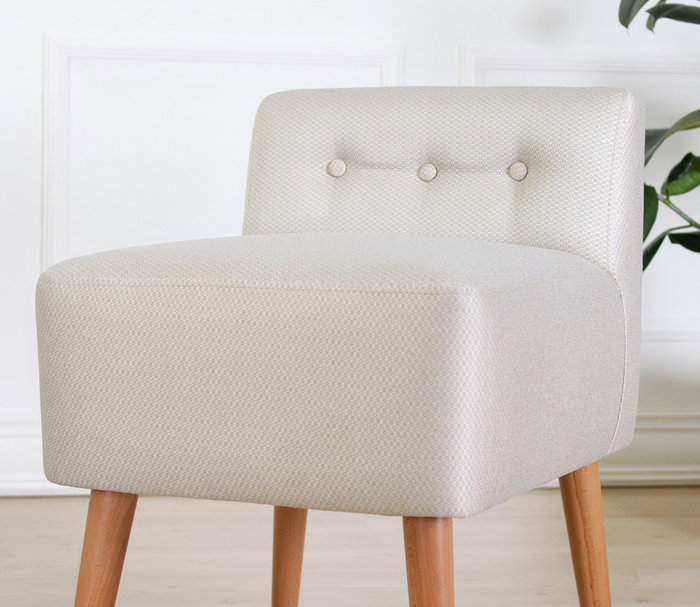 Atelier Del Sofa 9103 Puf Bohemio Crema 100% Algodón, Patas Madera, Diseño Escandinavo y Hotelero