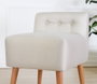 Atelier Del Sofa 9103 Puf Bohemio Crema 100% Algodón, Patas Madera, Diseño Escandinavo y Hotelero