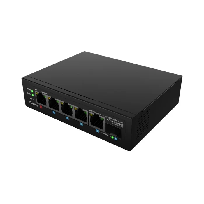 Lanberg ILFE-4P-1GE-1S-90 Switch No administrado PoE 1U Negro