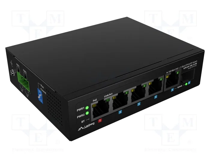 Lanberg ILFE-4P-1GE-1S-90 Switch No administrado PoE 1U Negro