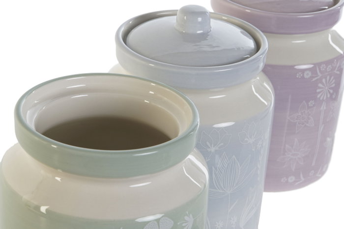 DKD Home Decor Set de 3 Botes de Dolomite 1L Surtidos DKD Home Decor Set de 3 Botes de Dolomite 1L Surtidos