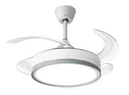 HTW HTW-VT-33RET2 - Ventilador de techo con 4 aspas retráctiles, luz LED, 6 velocidades, mando a distancia, temporizador, 6000 m³/h, 44 dB, color blanco