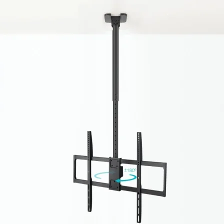 TooQ LPCE11100TSLI-B Soporte de Techo Giratorio e Inclinable para TV de 50 a 100 Pulgadas, Hasta 80 kg, Giro 180°, Inclinación -25°, Ajuste de Altura