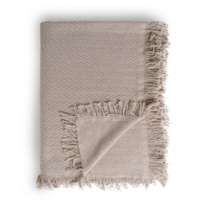 Plaid Espiga Marrón Claro Algodón 180 X 260 cm Plaid Espiga Marrón Claro Algodón 180 X 260 cm