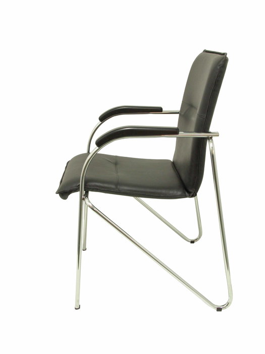 Silla Samba tapizada con Similpiel color Negro. Brazos fijos