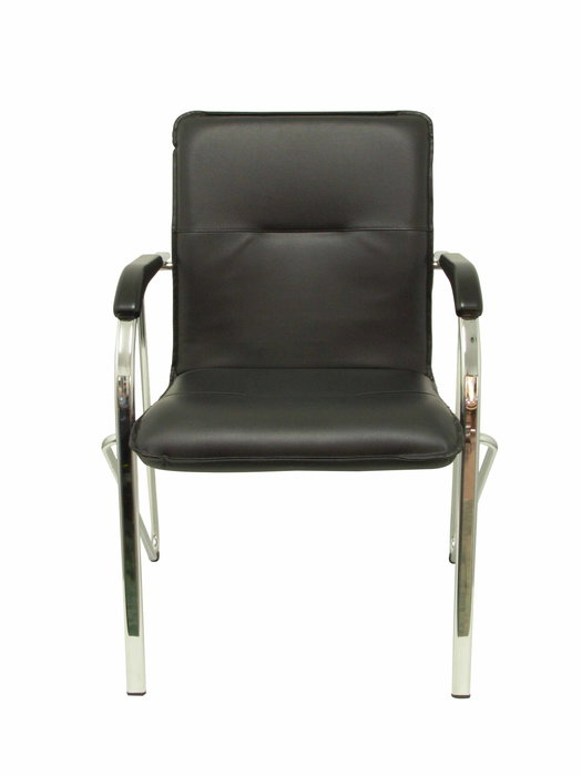 Silla Samba tapizada con Similpiel color Negro. Brazos fijos