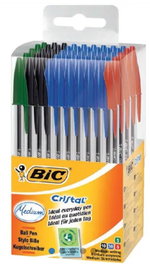 BIC Bolígrafo Cristal Colores Surtidos, Pack de 50 unidades