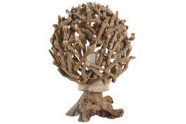 DKD Home Decor Lámpara de Sobremesa de Madera Tronquitos Marrón