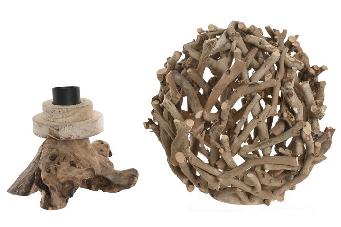 DKD Home Decor Lámpara de Sobremesa de Madera Tronquitos Marrón