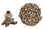 DKD Home Decor Lámpara de Sobremesa de Madera Tronquitos Marrón
