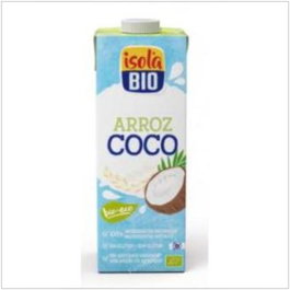 ISOLA Bebida Vegetal Arroz Coco Tropical 1L - Pack 6 Unidades Sin Gluten Ni Azúcares Añadidos Ideal Celíacos Veganos