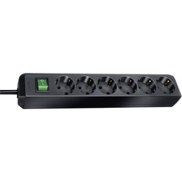Brennenstuhl Eco-Line Regleta de 6 tomas con interruptor, negro, 1,5 m
