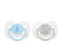 KioKids Set 2 Chupetes Ortodónticos Petits Moments Azul y Gris +18 Meses Silicona Alta Calidad