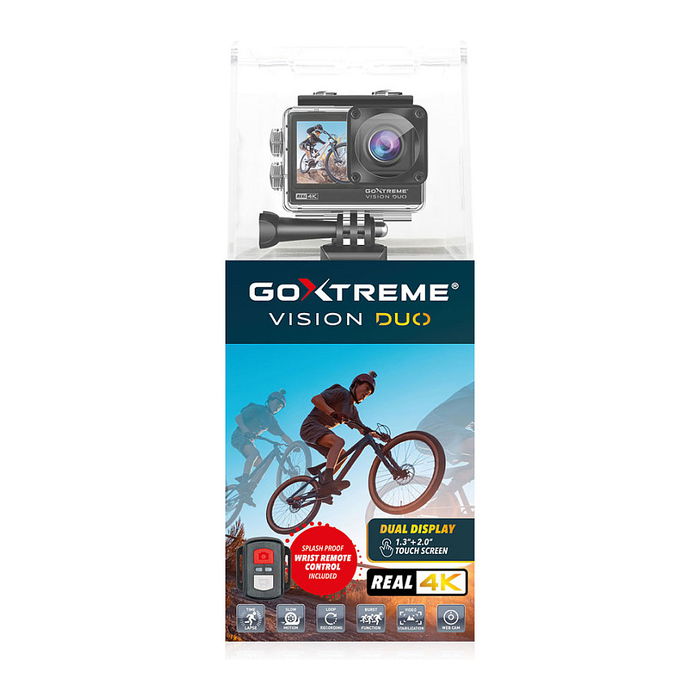 EASYPIX GoXtreme Vision DUO 4K Acción Cámara 12 MP WiFi 120 fps Pantalla Táctil 2" Resistente al Agua 30m con Estuche y Accesorios EASYPIX GoXtreme Vision DUO 4K Acción Cámara 12 MP WiFi 120 fps Pantalla Táctil 2" Resistente al Agua 30m con Estuche y Accesorios
