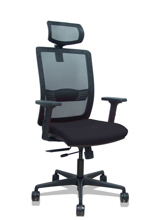 Silla de oficina Haches con mecanismo Sincro/Traslack tapizada con Tela color Negro. Equipada con lumbar 1D, Brazos 2D, Cabecero 2D y Ruedas 65mm nailon Silla de oficina Haches con mecanismo Sincro/Traslack tapizada con Tela color Negro. Equipada con lumbar 1D, Brazos 2D, Cabecero 2D y Ruedas 65mm nailon