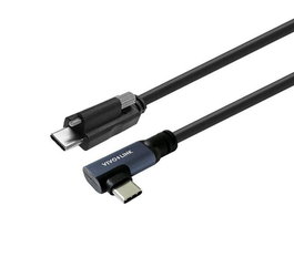 Vivolink Cable USB-C con Tornillo a USB-C en Ángulo 3m Soporta 20 Gbps de Datos y 100W de Potencia para Uso Profesional
