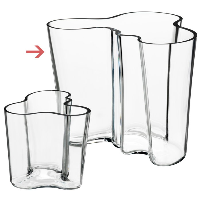 Iittala Jarrón Alvar Aalto Transparente Cristal Soplado Altura 16 cm (2 Unidades)