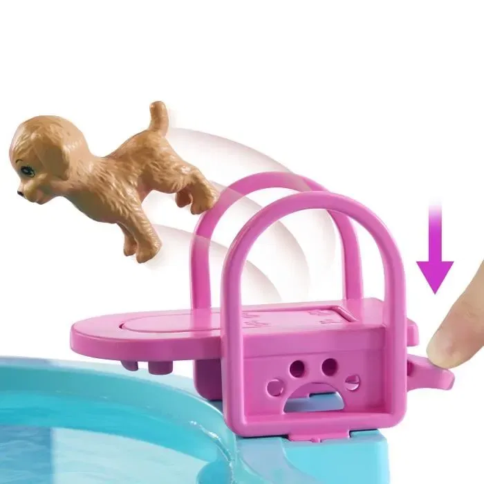 Barbie JFP01 Piscina de ensueño con tobogán y jacuzzi, más de 20 accesorios