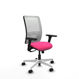PIQUERAS Y CRESPO Silla de oficina Zulema Rosa y Blanco con mecanismo Sincro