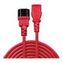 Lindy Cable de alimentación 30477, 1 m, IEC C14 a C13, Negro/Rojo