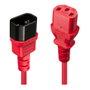 Lindy Cable de alimentación 30477, 1 m, IEC C14 a C13, Negro/Rojo