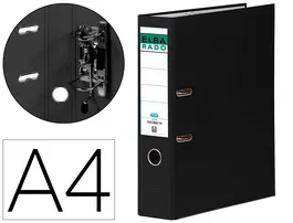 Elba Archivador de Palanca DIN A4 Negro Lomo 80mm Cartón Forrado PVC con Rado