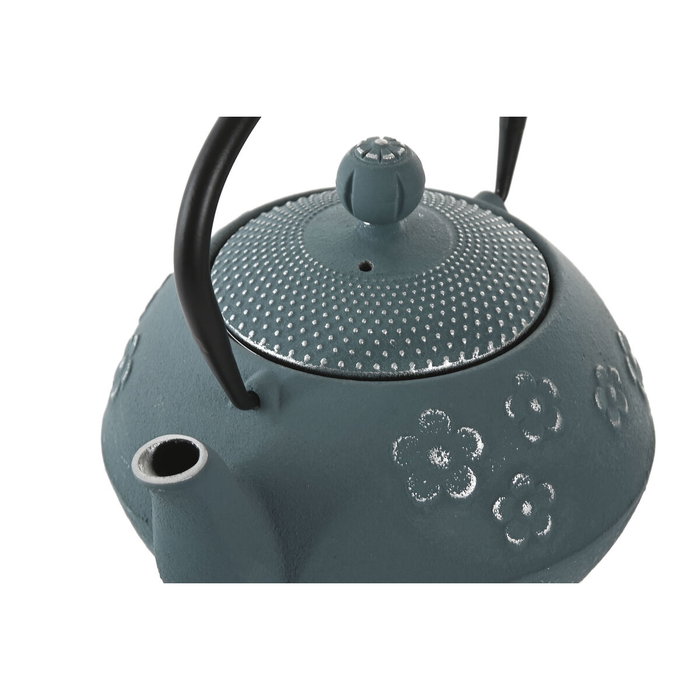 DKD Home Decor Tetera de Hierro Colado e Inox Flores Azul 800ml