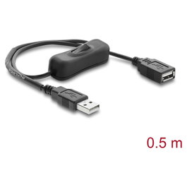 DeLOCK Cable de alimentación USB Tipo A con interruptor, 0,5 m
