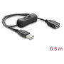 DeLOCK 81655 Cable USB Tipo-A a hembra con interruptor, 0,5 m, Negro
