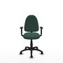 Silla de oficina Aýna con mecanismo Contacto permanente básico tapizada con Tela color Verde botella. Equipada con Base poliamida negra, Brazos 1D y Ruedas de nailon 50 mm