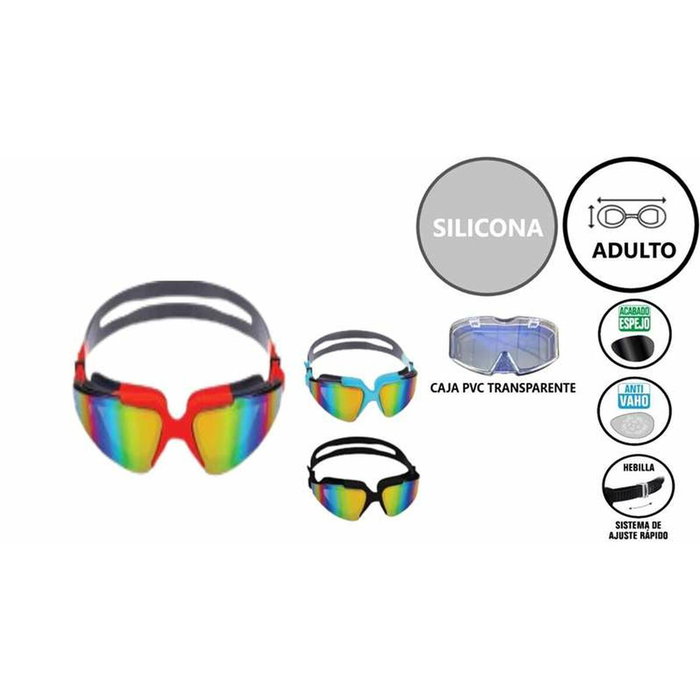 Poessa Gafas de Natación Adulto de Silicona con Lente de PC Polarizada y Efecto Metalizado Poessa Gafas de Natación Adulto de Silicona con Lente de PC Polarizada y Efecto Metalizado