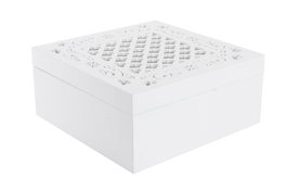 DKD Home Decor Caja de Infusiones Melocoton in love Romantico Blanco Madera 18 x 8 x 18 cm (2 Unidades)