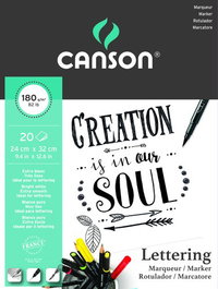 Bloc De Dibujo Canson Lettering Marker Satin Encolado A4 180G 20H (Set de 10)