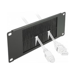 DeLOCK Tira de Cepillo de Manejo de Cables 10 pulg. 2U Negro