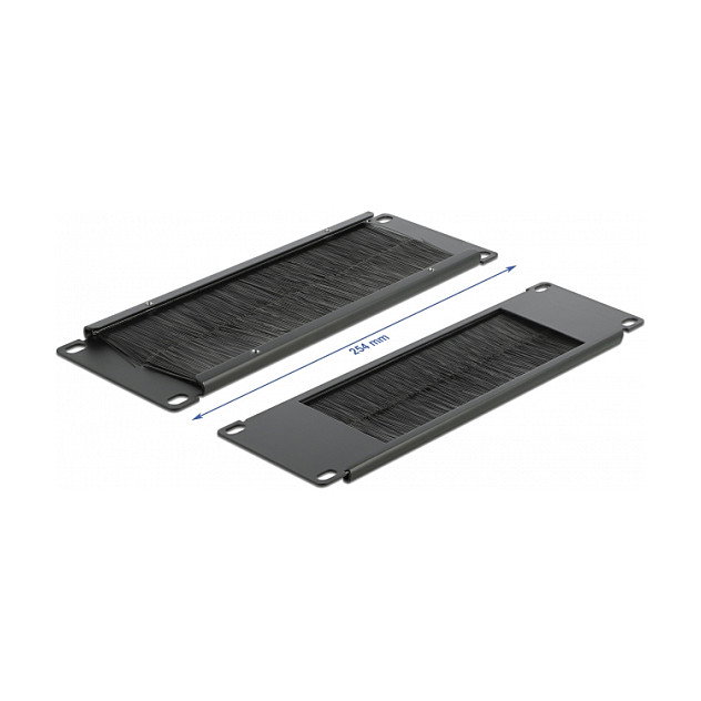 DeLOCK Panel Pasacables con Cepillo para Gestión de Cables, 10 Pulgadas (25.4 cm) 2U, Negro - Material Metal y Nylon, Ancho 88.5 mm, Profundidad 25.4 cm