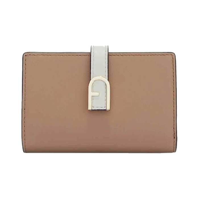 FURLA Cartera Furla Flow Greige+Marshmallow WP00401BX27252837S1007 con cierre de botón a presión FURLA Cartera Furla Flow Greige+Marshmallow WP00401BX27252837S1007 con cierre de botón a presión