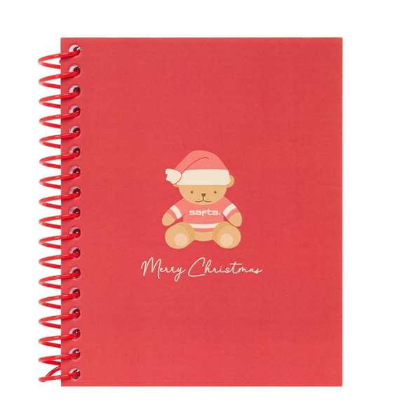 Safta Bloc A6 120 Hojas Osito Rojo Felices Fiestas 11,8x14,6cm