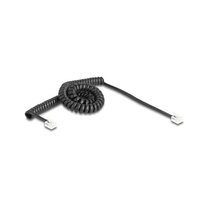 DeLOCK Cable telefónico espiral RJ11 a RJ11, 3 m, Negro DeLOCK Cable telefónico espiral RJ11 a RJ11, 3 m, Negro
